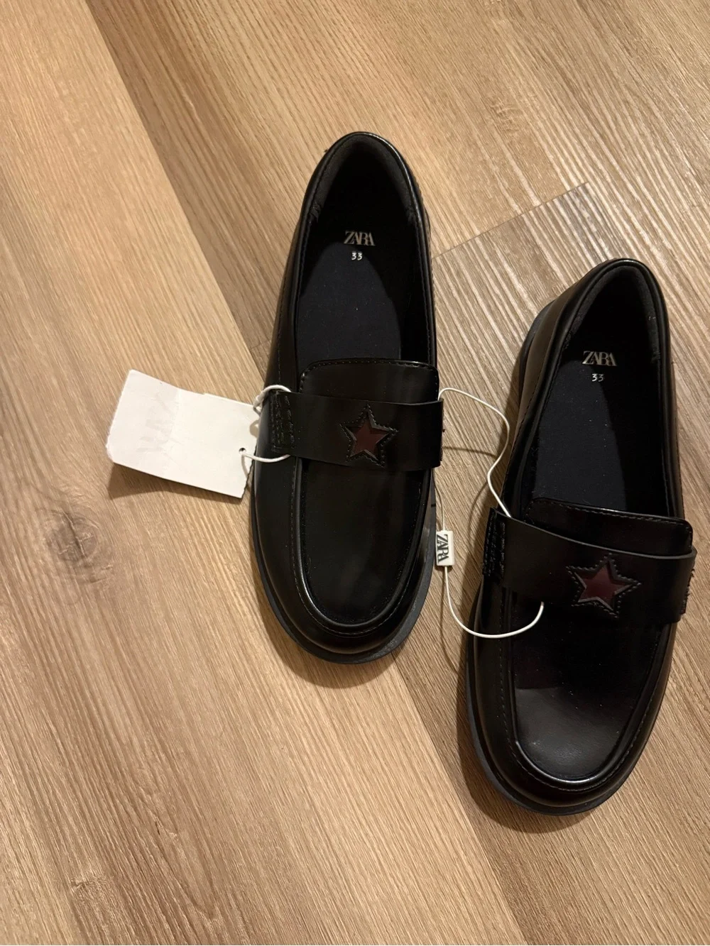 ZARA Black Loafers with Star Accent